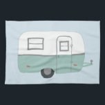 Retro Camper Trailer blue kitchen towel<br><div class="desc">Decorate your kitchen with this cool towel. Makes a great housewarming or anniversary gift! 
You can customise it and add text too.
Check my shop for lots more colours and patterns!</div>