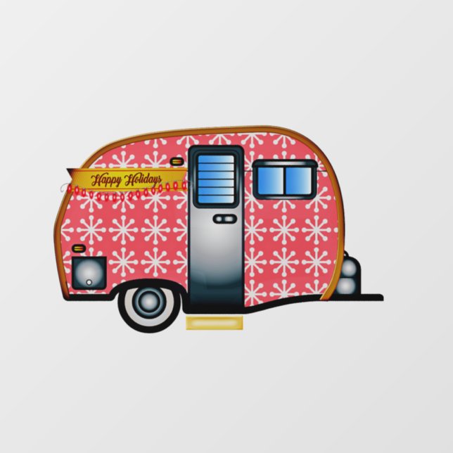 RETRO CAMPER TRAILER CHRISTMAS WINDOW CLING (Sheet)