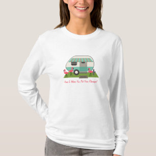 Retro Camper / Trailer & Pink Flamingos T-Shirt