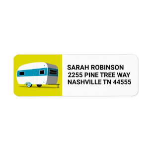 RETRO CAMPER TRAILER RETURN ADDRESS LABELS