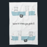 Retro Camper Trailer RV Motorhome Vanlife Tea Towel<br><div class="desc">Decorate your kitchen with this cool towel. Makes a great housewarming or anniversary gift! 
You can customise it and add text too.
Check my shop for lots more colours and patterns plus matching kitchen stuff!</div>