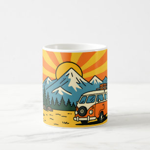 Retro Camper Van Coffee Mug Vintage Sunset View