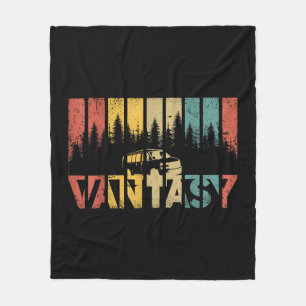 Retro Camper Van Life - Vintage Vanlife Fleece Blanket