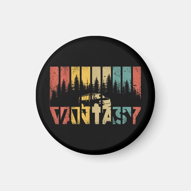 Retro Camper Van Life - Vintage Vanlife Magnet (Front)