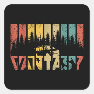 Retro Camper Van Life - Vintage Vanlife Square Sticker