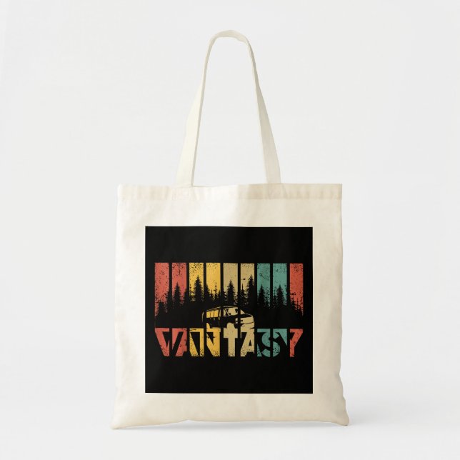 Retro Camper Van Life - Vintage Vanlife Tote Bag (Front)