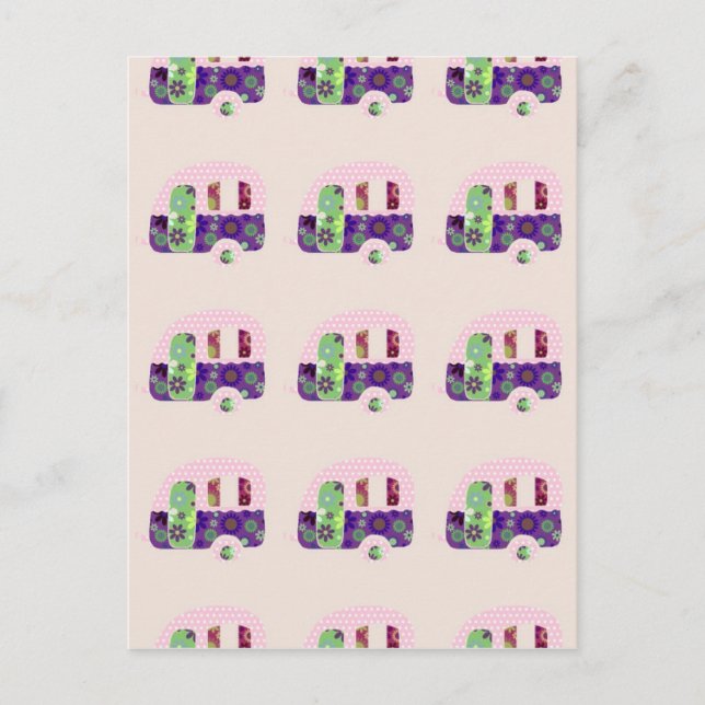 Retro camper vintage caravan shabbychic postcard (Front)