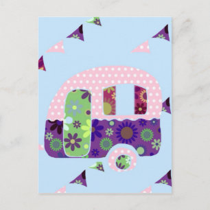 Retro camper vintage caravan shabbychic postcard