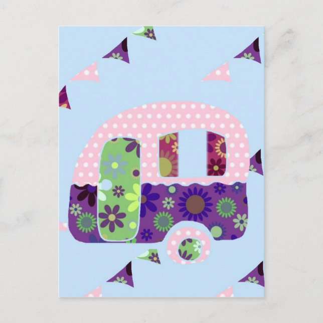 Retro camper vintage caravan shabbychic postcard (Front)