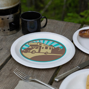 Retro Campervan Paper Plate
