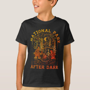 Retro Campfire Scene with Bigfoot, Alian & Bear T-Shirt