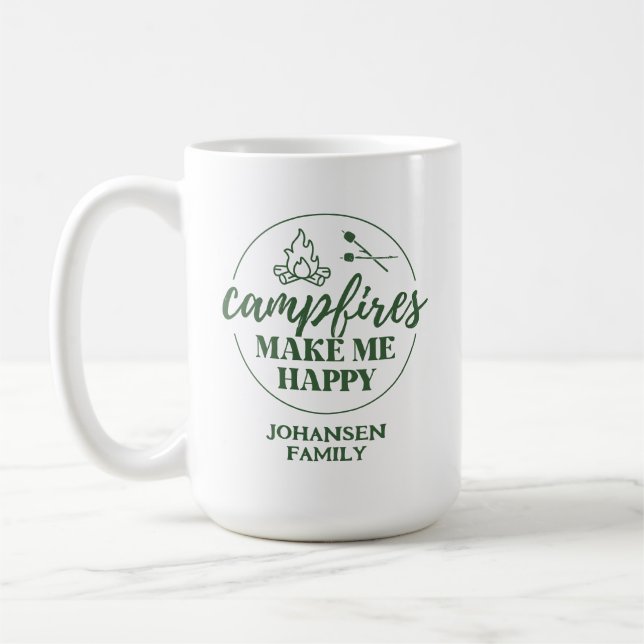 Retro Campfires Make Me Happy  Coffee Mug (Left)