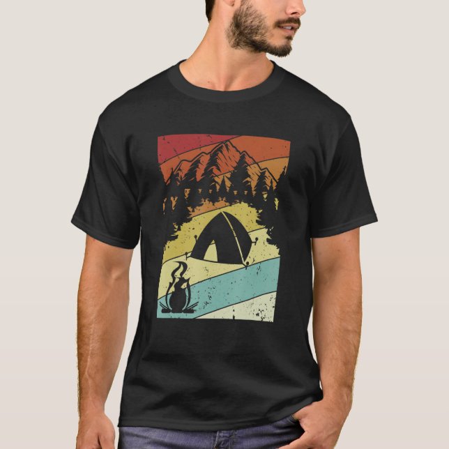 Retro Campgrounds Glamping Backpacking Camper Camp T-Shirt (Front)