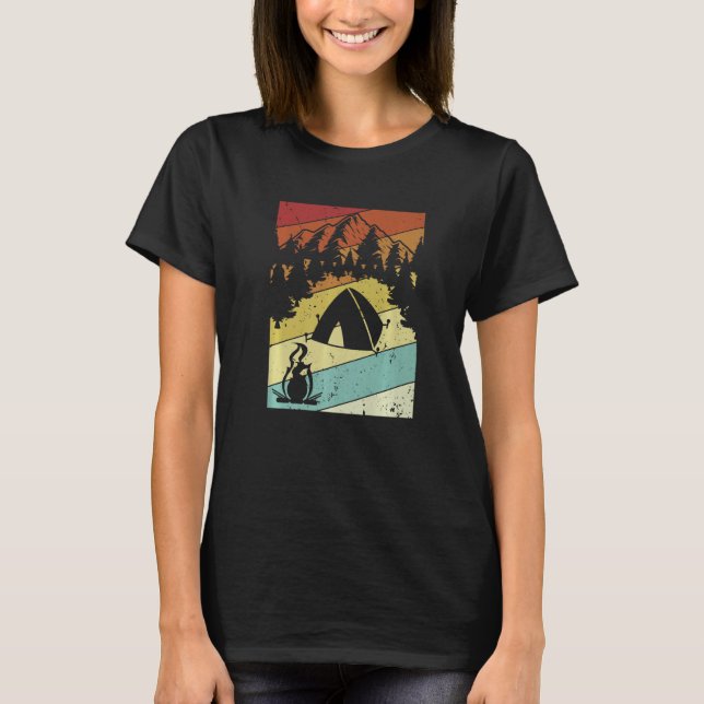 Retro Campgrounds Glamping Backpacking Camper Camp T-Shirt (Front)