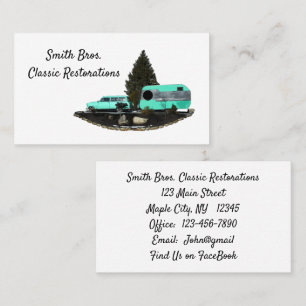 Retro Camping Car Trailer Business Cards