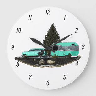 Retro Camping Car Trailer Nomad Wall Clock