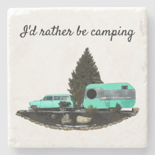 Retro Camping Car Trailer Stone Coaster