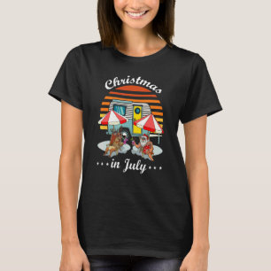 Retro Camping Christmas In July  Santa Reindeer Su T-Shirt