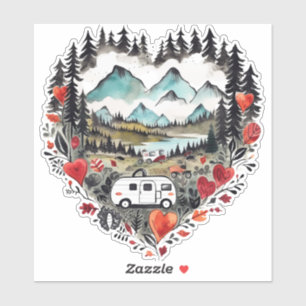 Retro Camping Heart Watercolor