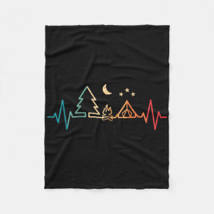 Retro Camping Heartbeat Nature Camper Hiking Men B Fleece Blanket