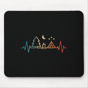Retro Camping Heartbeat Nature Camper Hiking Men B Mouse Mat