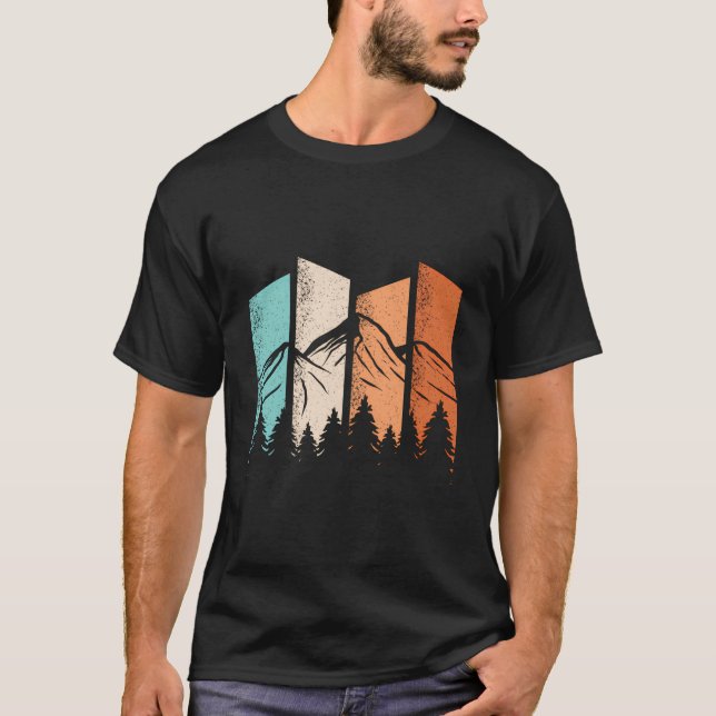 Retro Camping Hiking Nature Outdoor Wildlife Lands T-Shirt (Front)