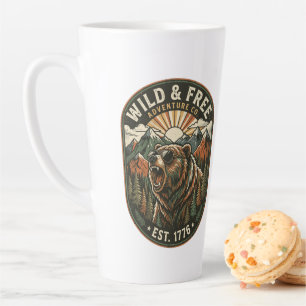  Retro Camping Hiking Outdoor Nature Lover Design Latte Mug