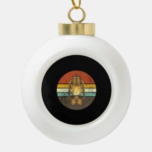 Retro Camping Lantern Ceramic Ball Christmas Ornament