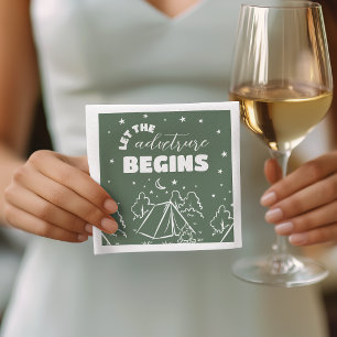 Retro Camping Line Art Baby Shower Napkins