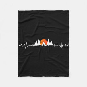 Retro Camping Outdoor Heartbeat Nature Camper Hiki Fleece Blanket