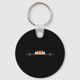 Retro Camping Outdoor Heartbeat Nature Camper Hiki Key Ring