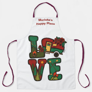 Retro Camping Theme LOVE Camping Apron