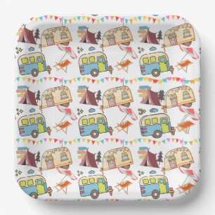Retro Camping theme Paper Plate