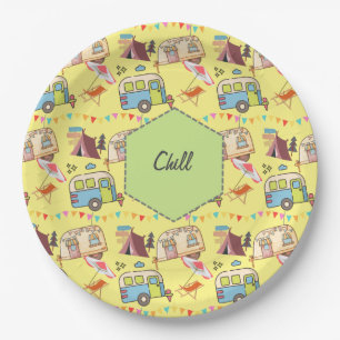 Retro Camping theme  Paper Plate