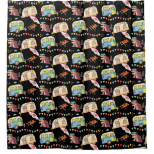 Retro Camping theme  Shower Curtain