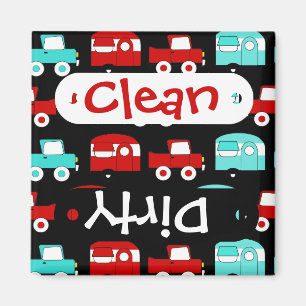 Retro Camping Trailer Turquoise Red Vintage RV Magnet