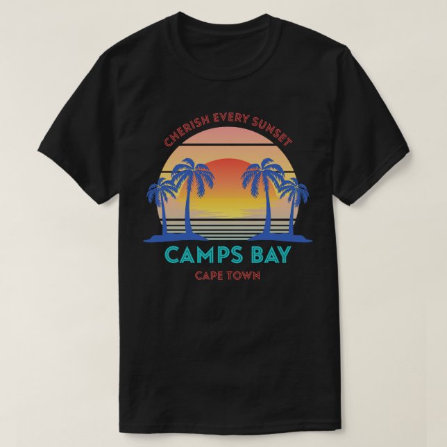 Retro Camps Bay Beach Cherish Every Sunset T-Shirt (Design Front)