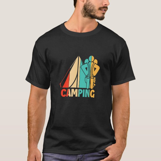 Retro Campsite Tents Glamping Camper Camping 1 T-Shirt (Front)