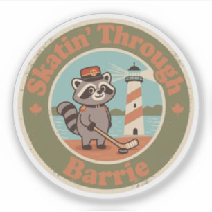 Retro Canadian Racoon Barrie Hockey