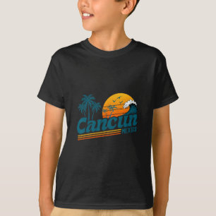 Retro Cancun Mexico Sunset Palm Tree Beach Summer T-Shirt