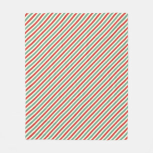 Retro Candy Cane Christmas Stripes Red Green Fleece Blanket