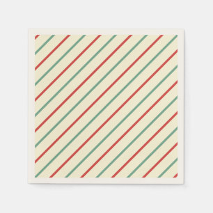 Retro Candy Cane Christmas Stripes Red Green Napkin