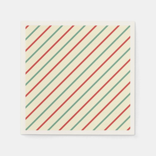 Retro Candy Cane Christmas Stripes Red Green Napkin (Front)