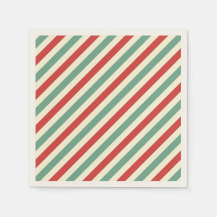 Retro Candy Cane Christmas Stripes Red Green Napkin
