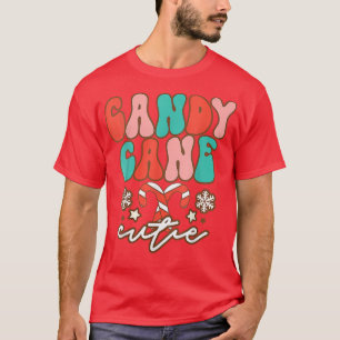 Retro Candy Cane Cutie Snow Winter Vibes Christmas T-Shirt