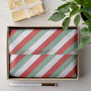 Retro Candy Cane Striped Red Green Christmas Tissue Paper
