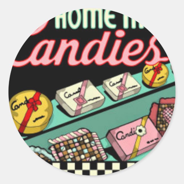 Retro Candy Classic Round Sticker (Front)