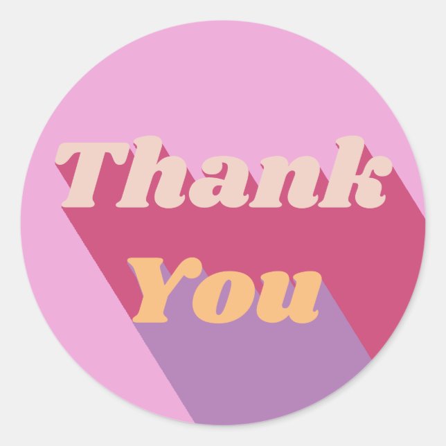 retro candy colours thank you classic round sticker (Front)