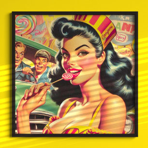 Retro Candy Girl Poster