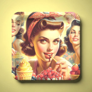 Retro Candy Girls Paper Plate